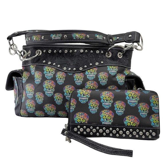 Handbags - NEW Concealed Carry Day of the Dead Calacas Skull Purse and Wallet Set